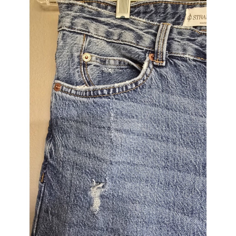 Stradivarius Slim Fit High Waist Straight Jeans 4 Medium Wash 90s Capsule - Picture 4 of 11